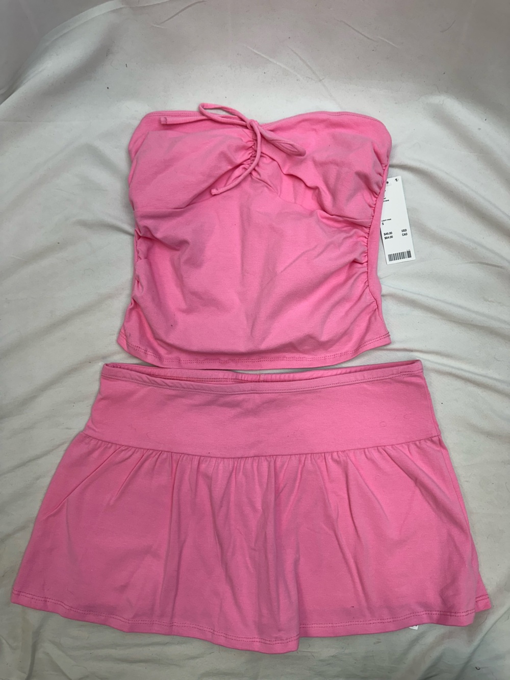 Urban Outfitters Out from Under Pink Skort Tube Top Set S NWTS
